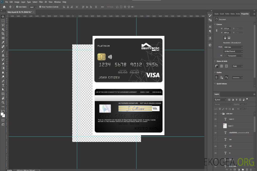 Carte Visa Débit Platine de la banque Congo EquityBCDC template